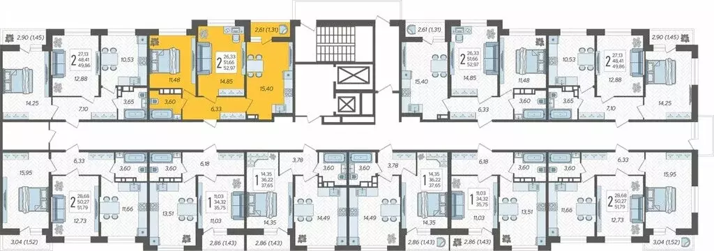 2-комнатная квартира: Краснодар, жилой комплекс Смородина (52.97 м) - Фото 1