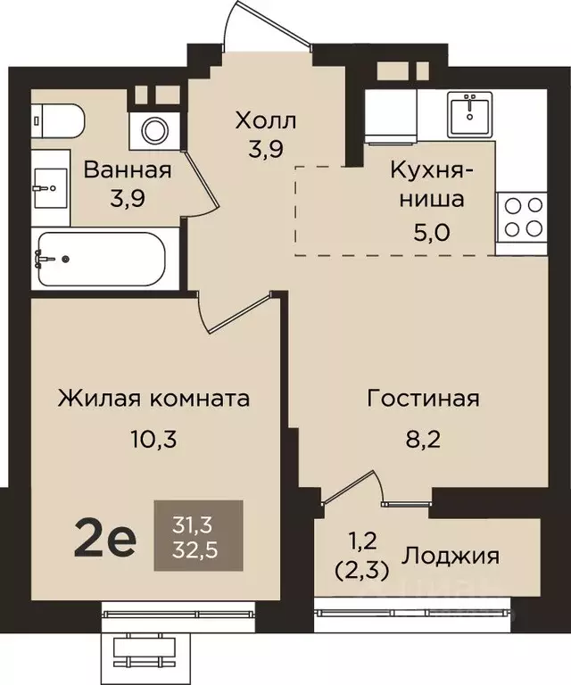 2-к кв. Пермский край, Пермь ул. Капитана Гастелло, 21 (32.5 м) - Фото 1