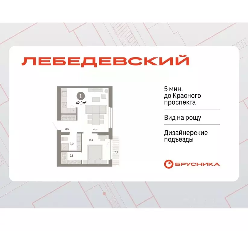 1-к кв. Новосибирская область, Новосибирск Аэропорт мкр,  (42.9 м) - Фото 0