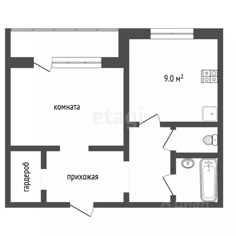1-к кв. Забайкальский край, Чита Промышленная ул., 57 (40.3 м) - Фото 1