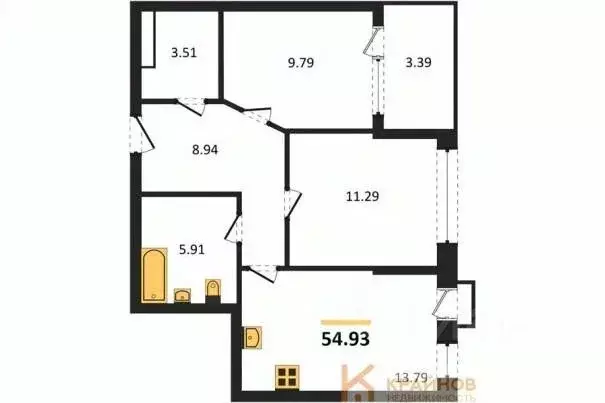 2-к кв. Воронежская область, Воронеж наб. Чуева, 7 (54.93 м) - Фото 0