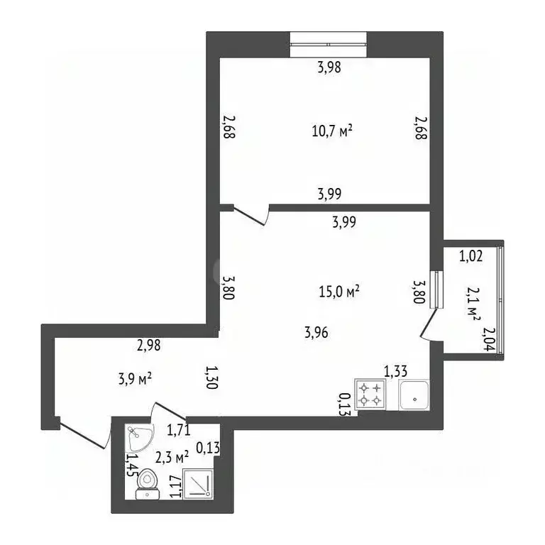 2-к кв. Башкортостан, Уфа ул. Пугачева, 35/1 (33.0 м) - Фото 2