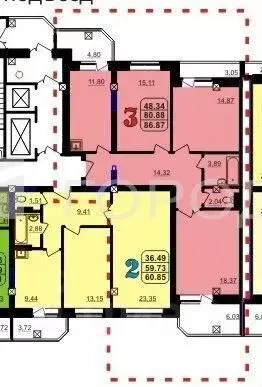 3-к кв. Новосибирская область, Новосибирск Дачная ул., 23/5 (80.0 м) - Фото 1