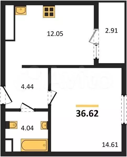 1-к. квартира, 36,6 м, 7/17 эт. - Фото 1