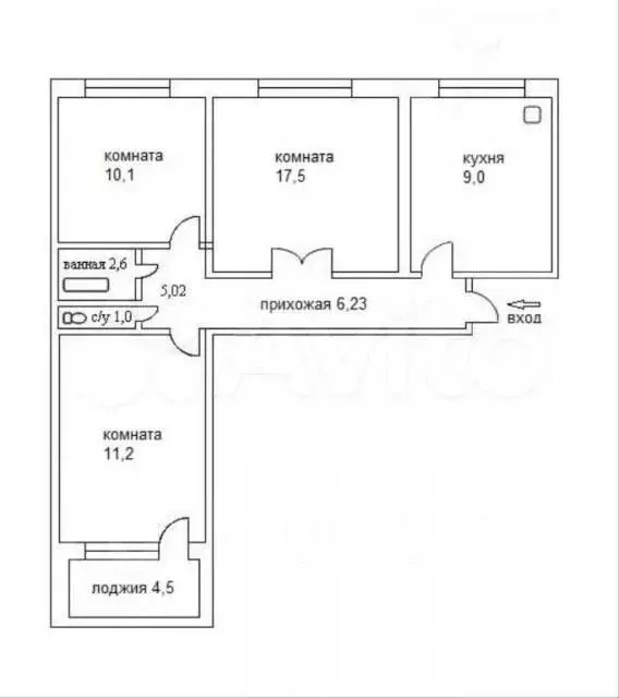 3-к. квартира, 80 м, 4/5 эт. - Фото 0