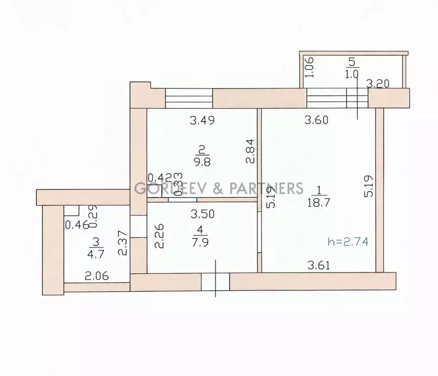 1-к кв. Татарстан, Казань ул. Адоратского, 4а (41.1 м) - Фото 2