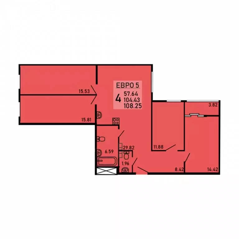 4-комнатная квартира: Липецк, Студёновская улица, 23Б (108.25 м) - Фото 1