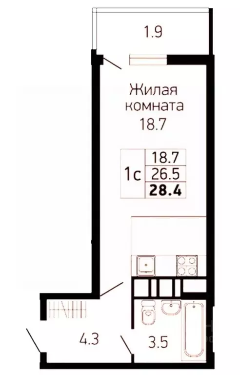 Студия Краснодарский край, Краснодар ул. Имени Героя Георгия ... - Фото 1