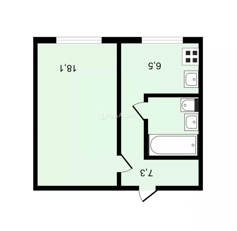 1-к кв. Липецкая область, Липецк ул. Имени Мичурина, 28Б (35.5 м) - Фото 2