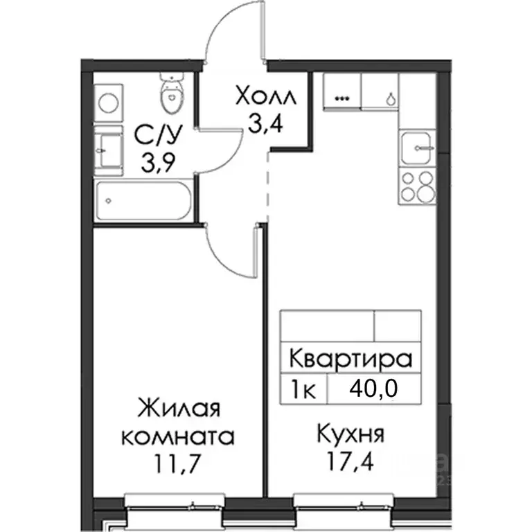 1-к кв. Санкт-Петербург Галерный проезд, 1К2 (40.0 м) - Фото 2