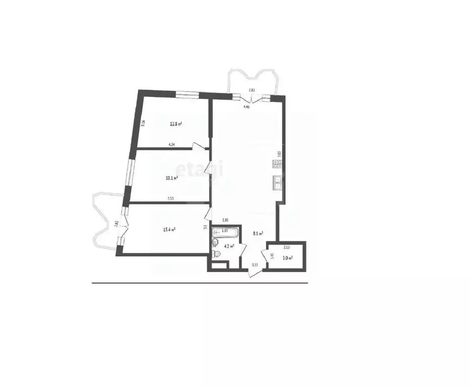 3-к кв. Москва Сельскохозяйственная ул., 24Ак1 (90.0 м) - Фото 1