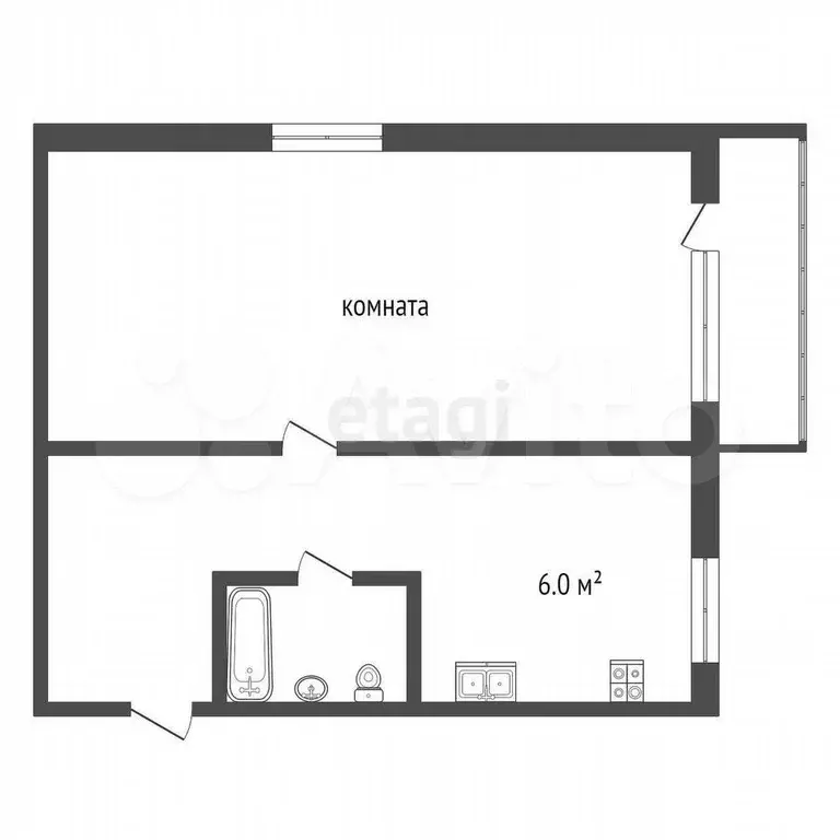 1-к. квартира, 33,5 м, 5/5 эт. - Фото 0