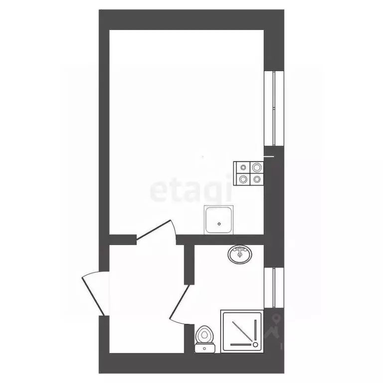 Студия Тюменская область, Тюмень Тульская ул., 8А (25.0 м) - Фото 1