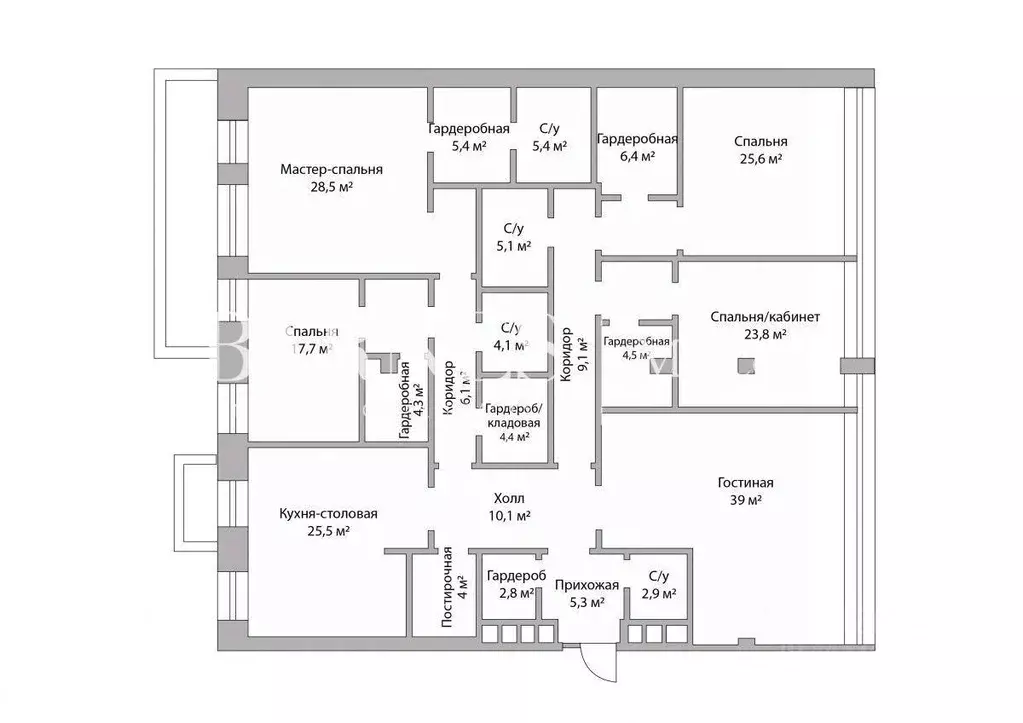 Квартира, 5 и более комнат, 252.1 м - Фото 1