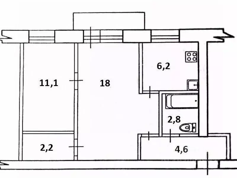 2-к кв. Тульская область, Тула ул. Гагарина, 2 (44.9 м) - Фото 1