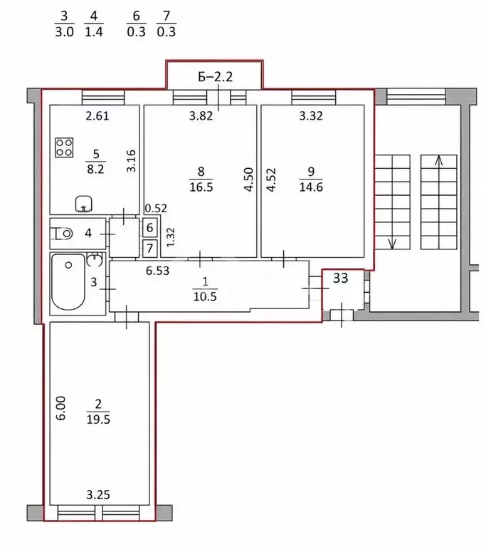 3-к кв. Санкт-Петербург Новочеркасский просп., 61 (74.3 м) - Фото 2