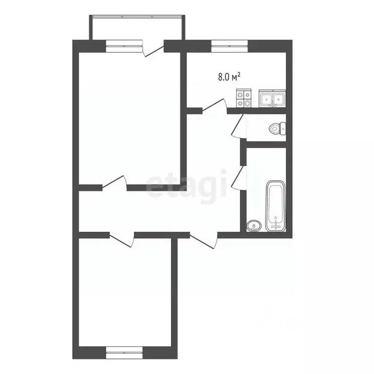 2-к кв. Ростовская область, Таганрог ул. Чехова, 355 (52.6 м) - Фото 2