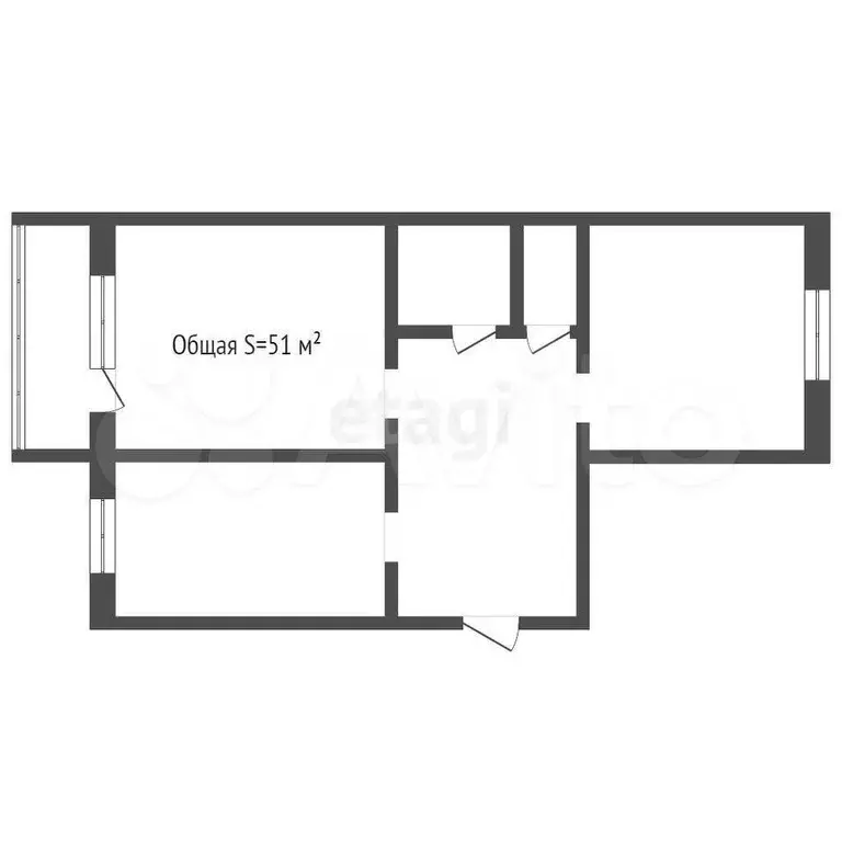 2-к. квартира, 51 м, 3/5 эт. - Фото 0