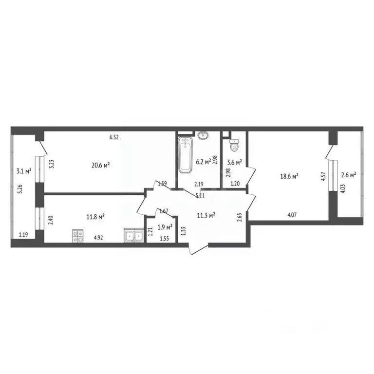 2-к кв. Забайкальский край, Чита ул. Костюшко-Григоровича, 44 (74.0 м) - Фото 1