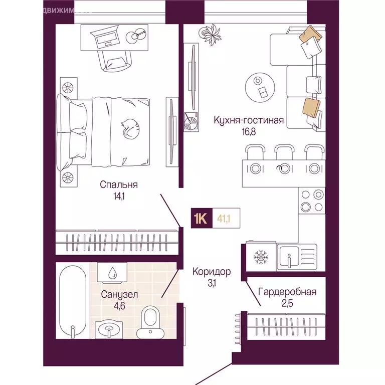 1-комнатная квартира: Нижний Новгород, ЖК Идель. Квартал на Сенной ... - Фото 1