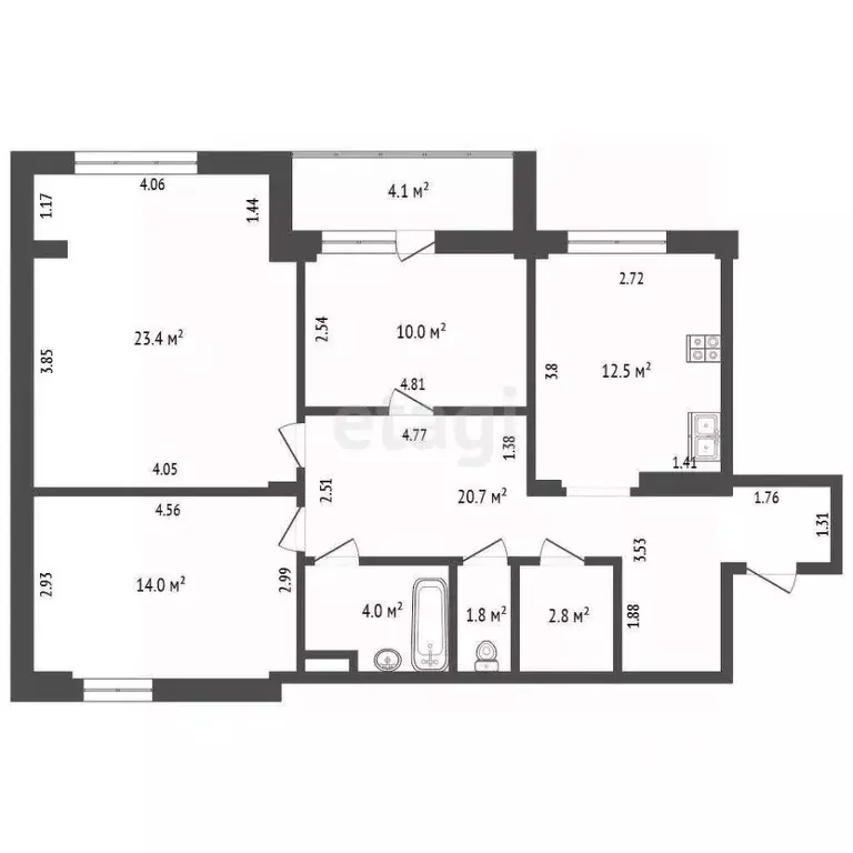 3-к кв. Ханты-Мансийский АО, Сургут ул. Иосифа Каролинского, 10 (89.2 ... - Фото 1