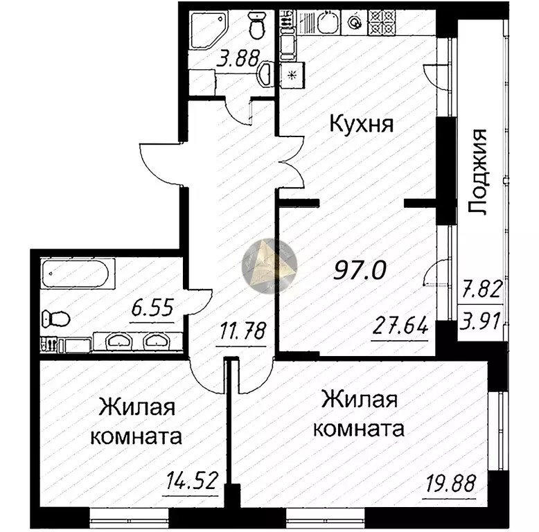 2-к кв. Санкт-Петербург просп. Авиаконструкторов, 54 (97.0 м) - Фото 2