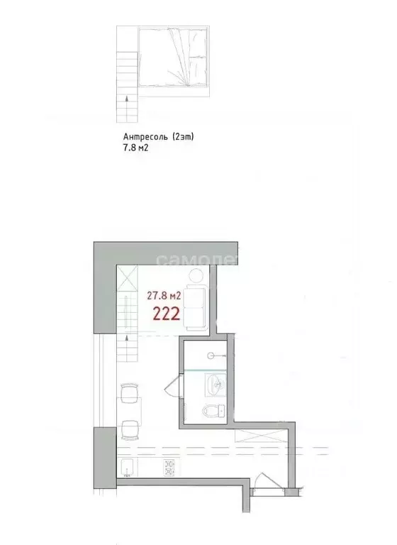 Студия Москва Большая Почтовая ул., 18/20К2 (28.0 м) - Фото 2