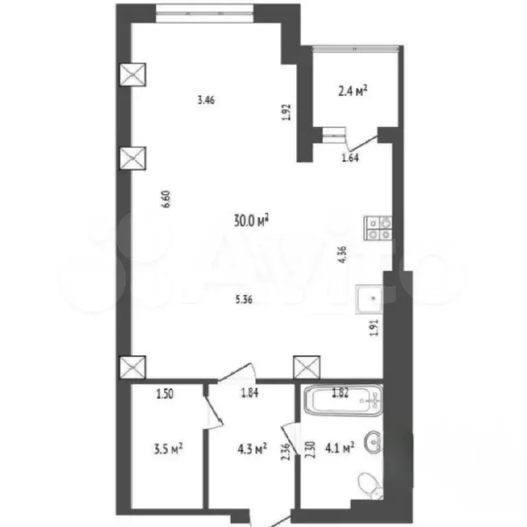 Квартира-студия, 39 м, 8/19 эт. - Фото 0