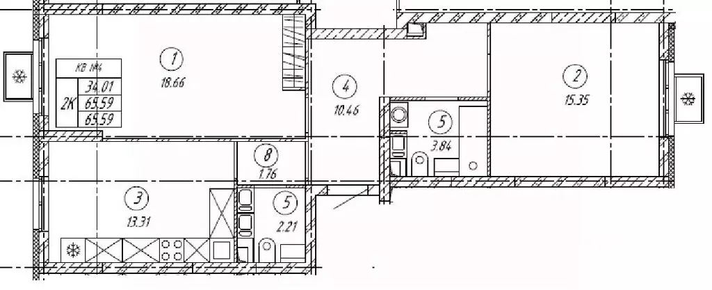 2-к кв. Самарская область, Тольятти 18А кв-л,  (65.59 м) - Фото 0