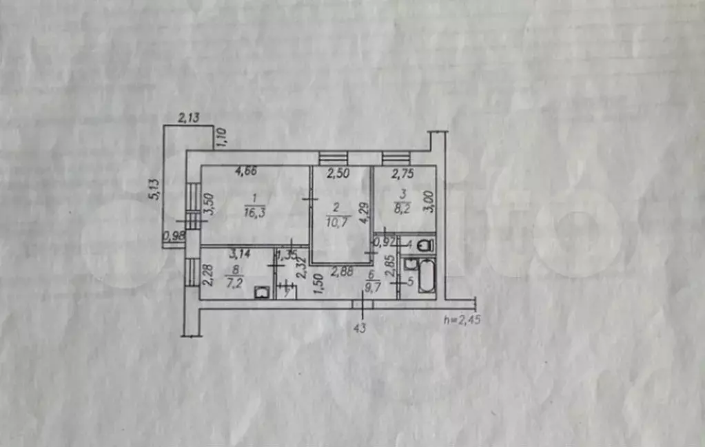 3-к. квартира, 60 м, 7/9 эт. - Фото 0