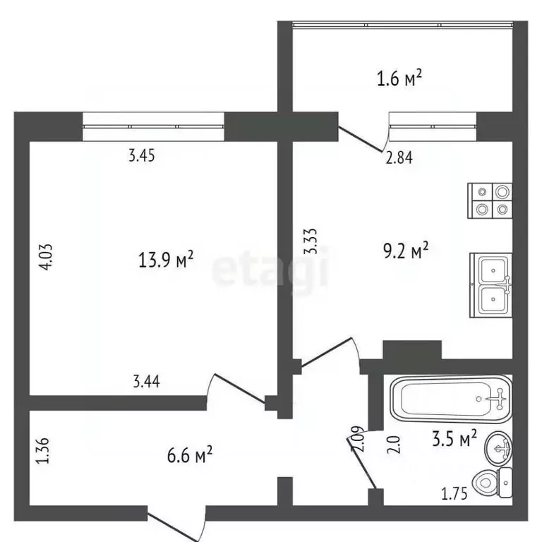 1-к кв. Мордовия, Саранск Лямбирское ш., 23 (34.0 м) - Фото 2