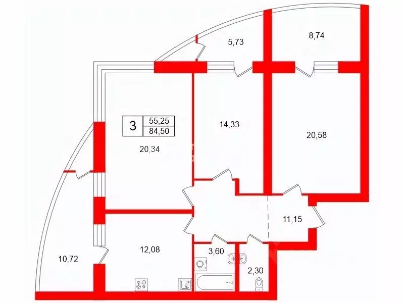 3-к кв. Ленинградская область, Ломоносовский район, Низинское с/пос, ... - Фото 2