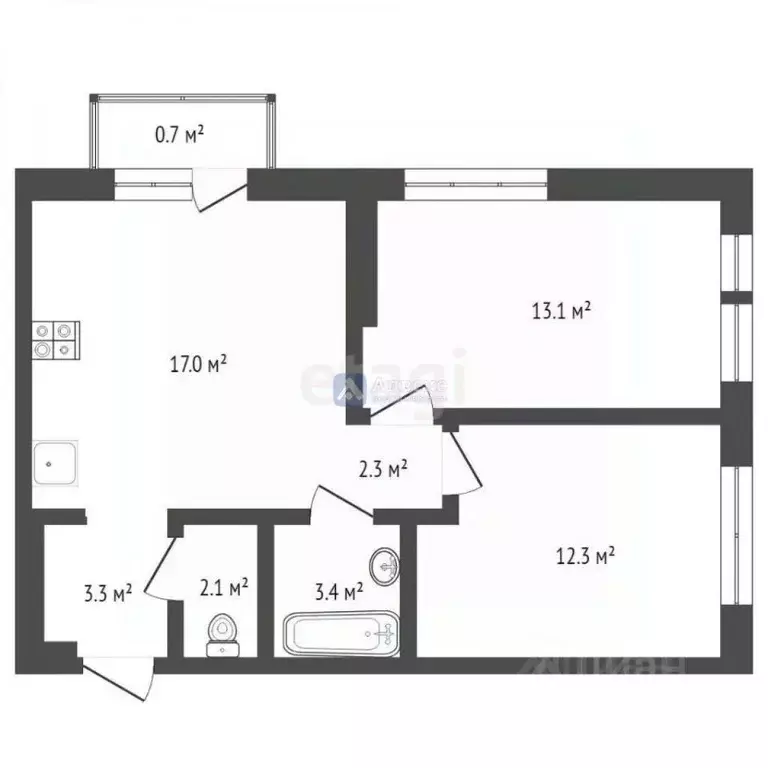 2-к кв. Тюменская область, Тюмень Полевая ул., 117к8 (57.1 м) - Фото 2