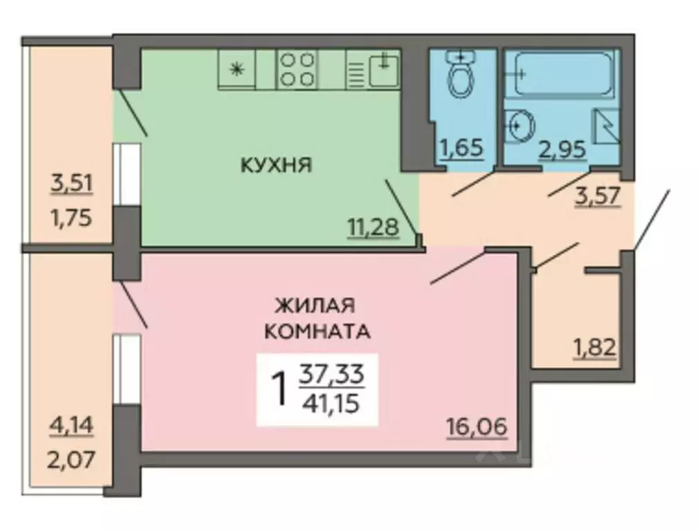 1-к кв. Воронежская область, Воронеж ул. Ворошилова, 63/2 (41.15 м) - Фото 0