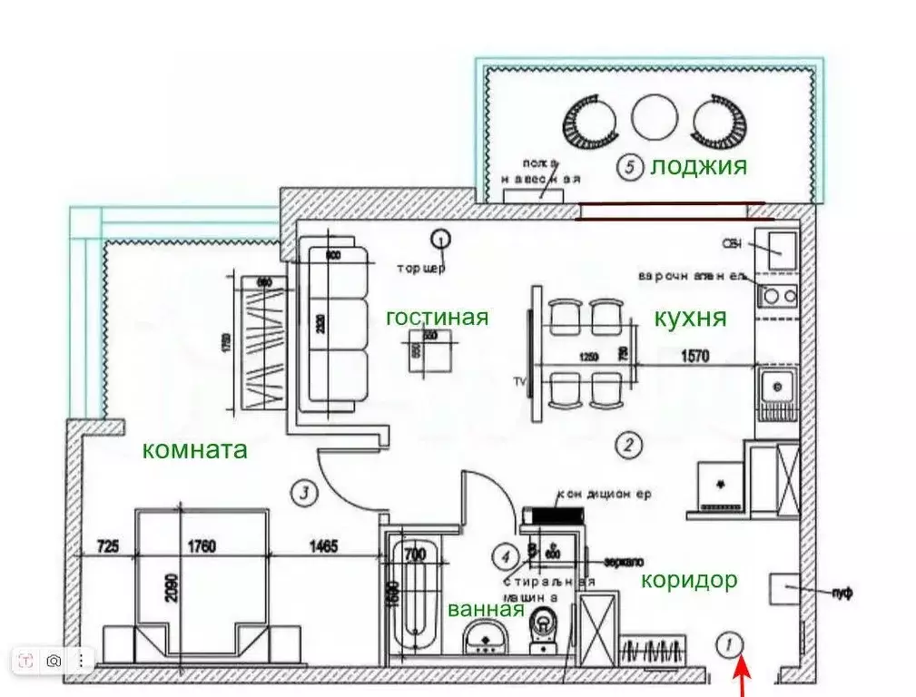 2-к кв. Краснодарский край, Анапа ул. Ленина, 9 (63.0 м) - Фото 1