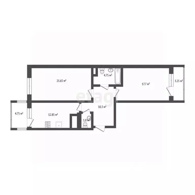 2-к кв. Тверская область, Тверь ул. 1-я Трусова, 2 (57.6 м) - Фото 2