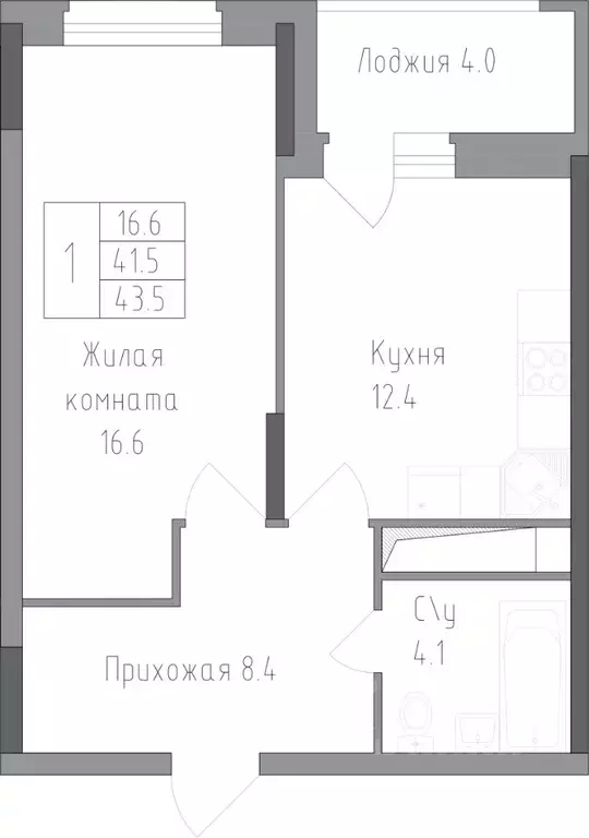 1-к кв. Липецкая область, Липецк ул. Тельмана, 120 (43.5 м) - Фото 0