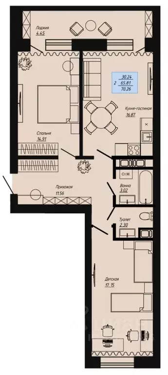2-к кв. Волгоградская область, Волгоград пос. Ангарский, Клевер жилой ... - Фото 1