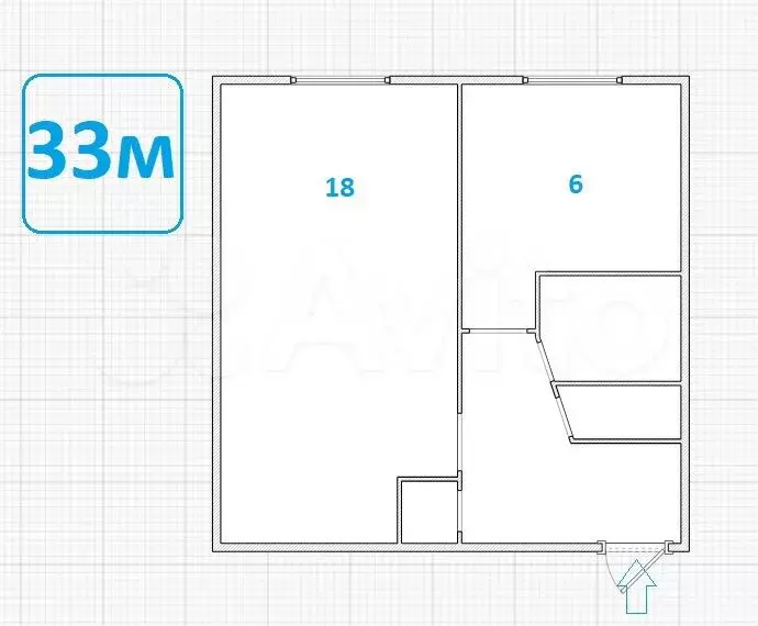 1-к. квартира, 33 м, 4/5 эт. - Фото 0