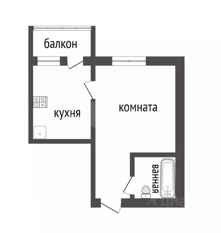 1-к кв. Ульяновская область, Ульяновск Октябрьская ул., 32 (29.9 м) - Фото 2