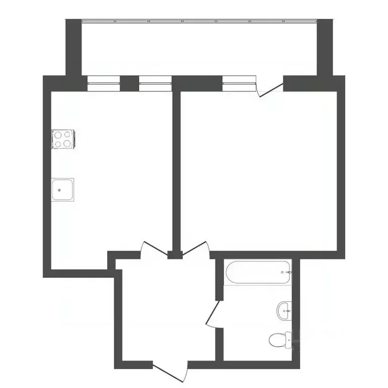 1-к кв. Тюменская область, Тюмень ул. Пермякова, 77 (42.3 м) - Фото 2