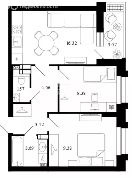 2-комнатная квартира: Липецк, микрорайон Университетский, ЖК ... - Фото 1