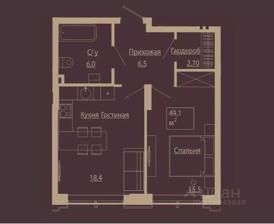 2-к кв. Новосибирская область, Новосибирск ул. Чаплыгина, 54 (48.6 м) - Фото 0