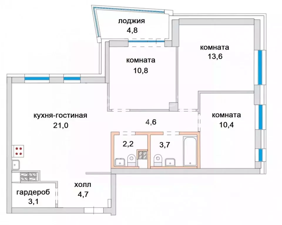 3-к кв. Свердловская область, Екатеринбург ул. Свердлова, 32Б (78.9 м) - Фото 0