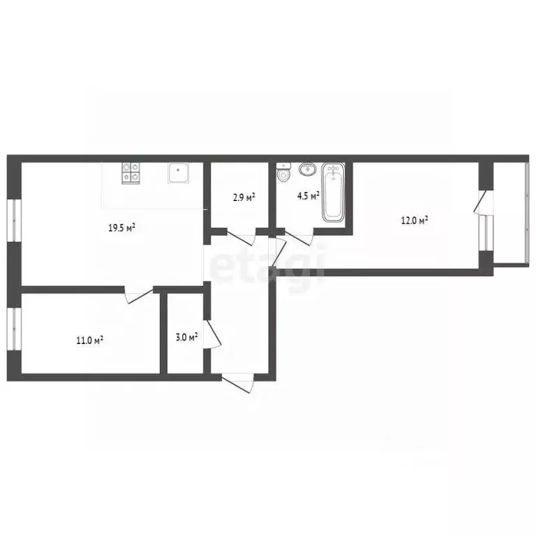 2-к кв. Тюменская область, Тюмень ул. Клары Цеткин, 61к5 (59.2 м) - Фото 0