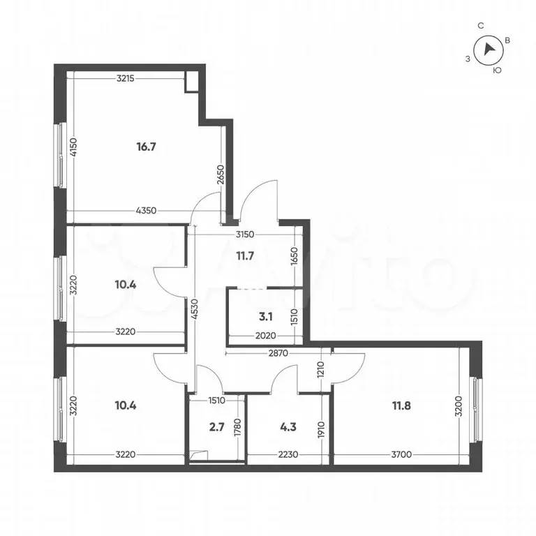 3-к. квартира, 71,1 м, 2/12 эт. - Фото 1