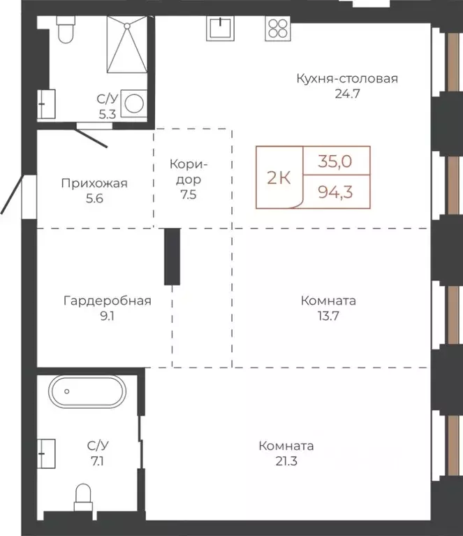 2-к кв. Алтайский край, Барнаул пл. Баварина, 8к1 (93.8 м) - Фото 1