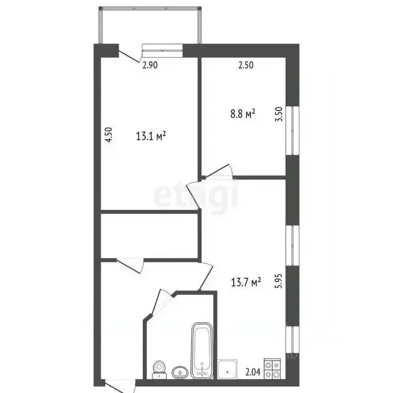 2-к кв. Омская область, Омск ул. Челюскинцев, 87 (51.0 м) - Фото 0