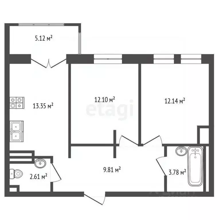 2-к кв. Санкт-Петербург Благодатная ул., 50 (54.5 м) - Фото 1