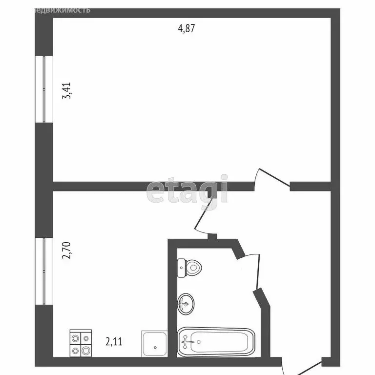 1-комнатная квартира: Тюмень, Олимпийская улица, 42 (28.9 м) - Фото 0
